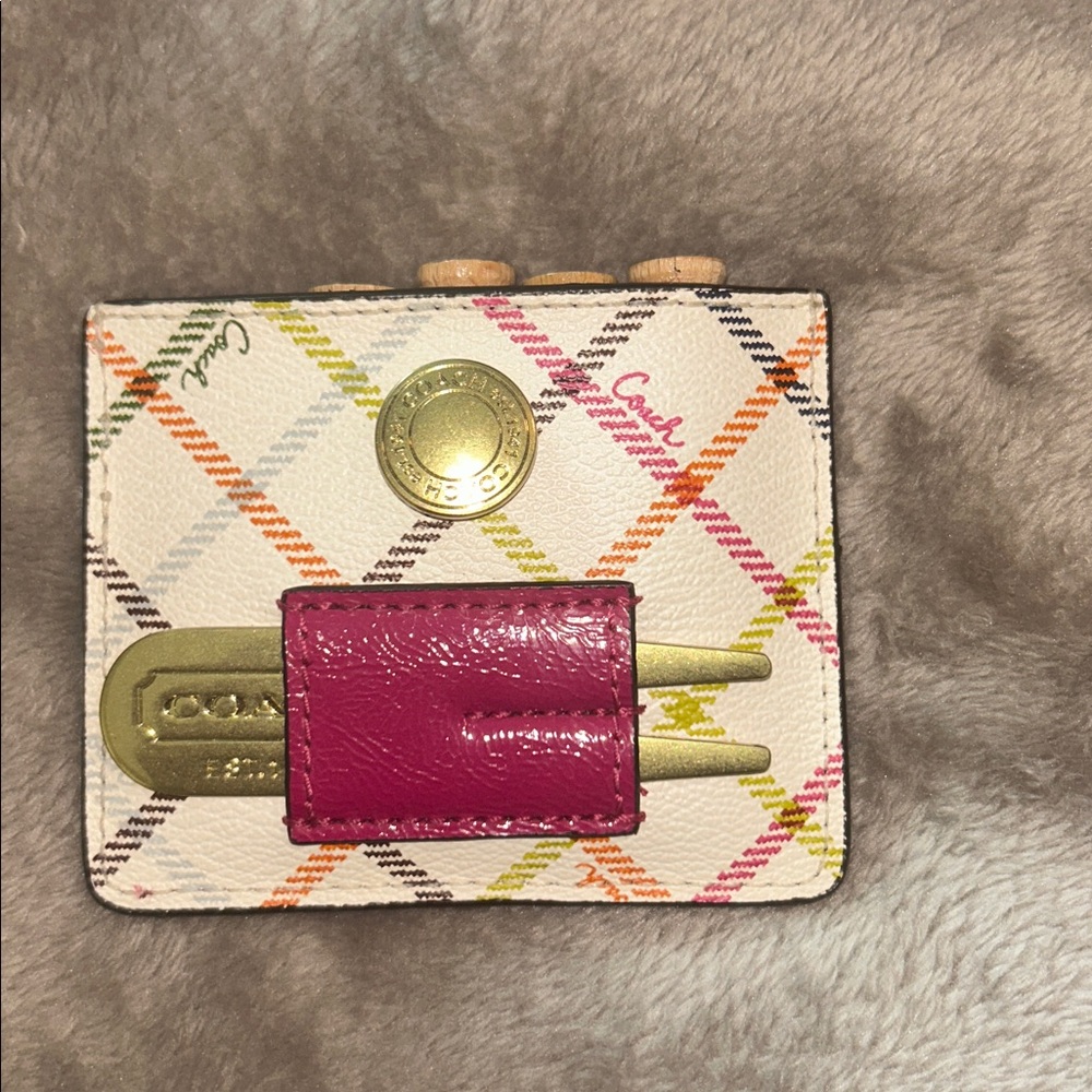 Coach Plaid Golf Tees with Pink and Gold Accents